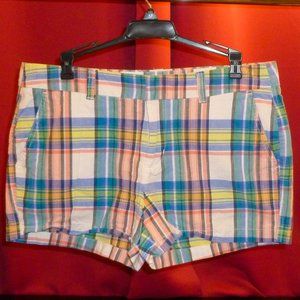 Blue & Coral Plaid Khakis by Gap City 3 Inch Short